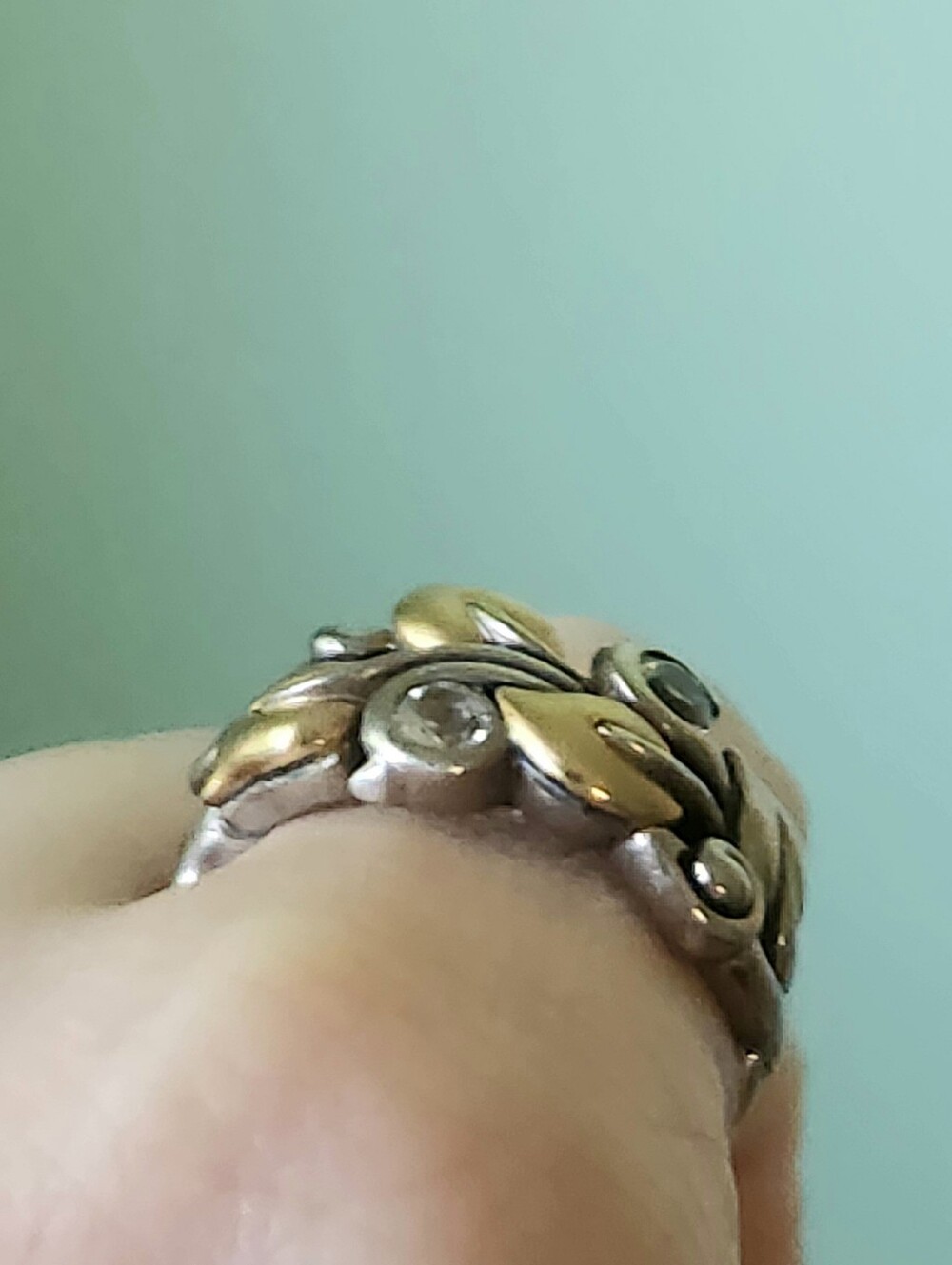 BARBARA BIXBY 18K STERLING VINE & WHITE TOPAZ RING SIZE 8 - Picture 6 of 11